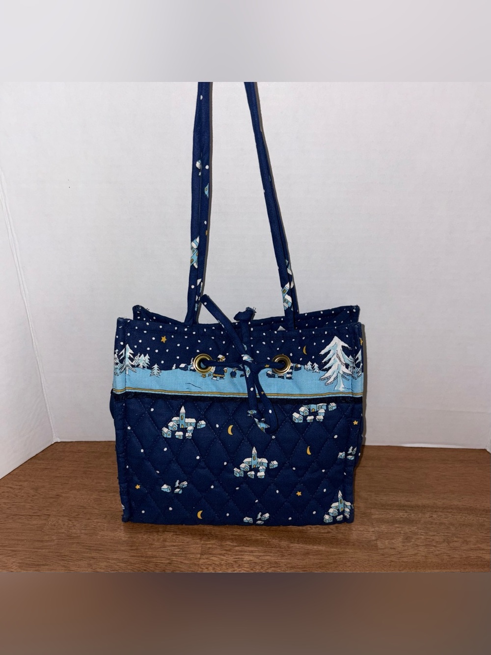 Vintage Vera Bradley Blue Christmas Small Handbag Purse